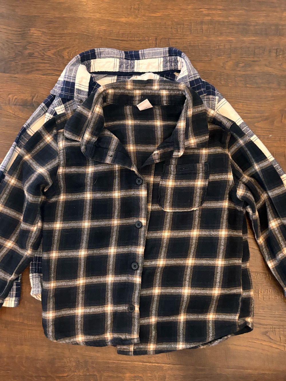 Set of two flannel kids button up shirts